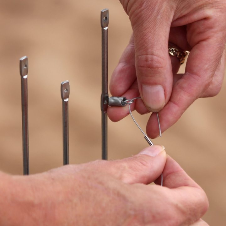 Defender® Bird Post and Wire Holder kits include a crimps, springs and a cutting tool 