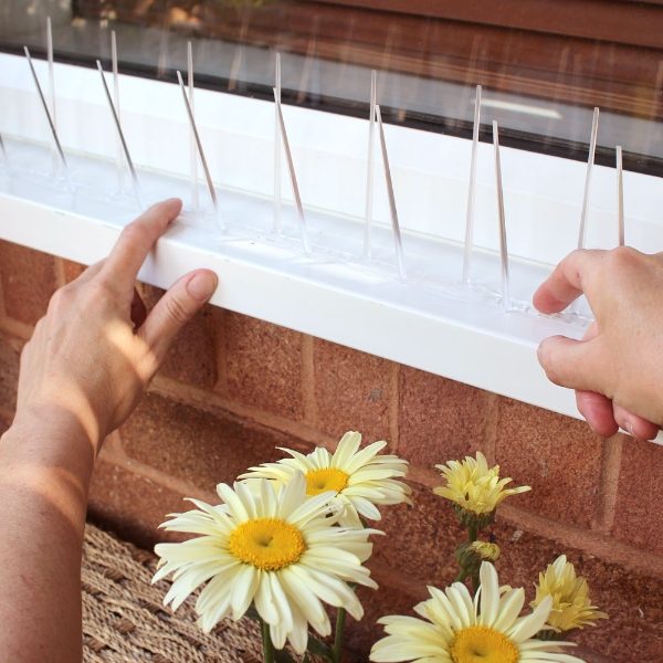 Defender Narrow Plastic Pigeon Spikes are quick and easy to install on PVC window sills