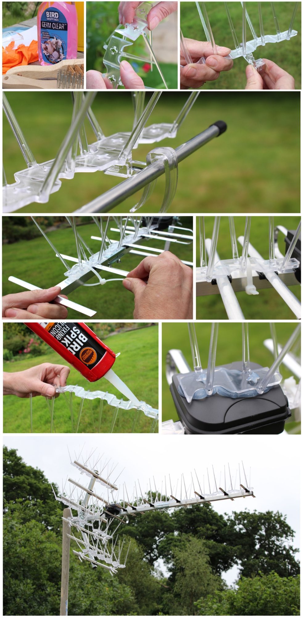 How to install Defender® TV Aerial Bird Spikes Pack - Photographic Installation Guide